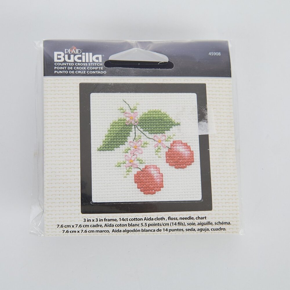 Plaid Bucilla Cherry 3 x 3 Cross Stitch Kit 45908